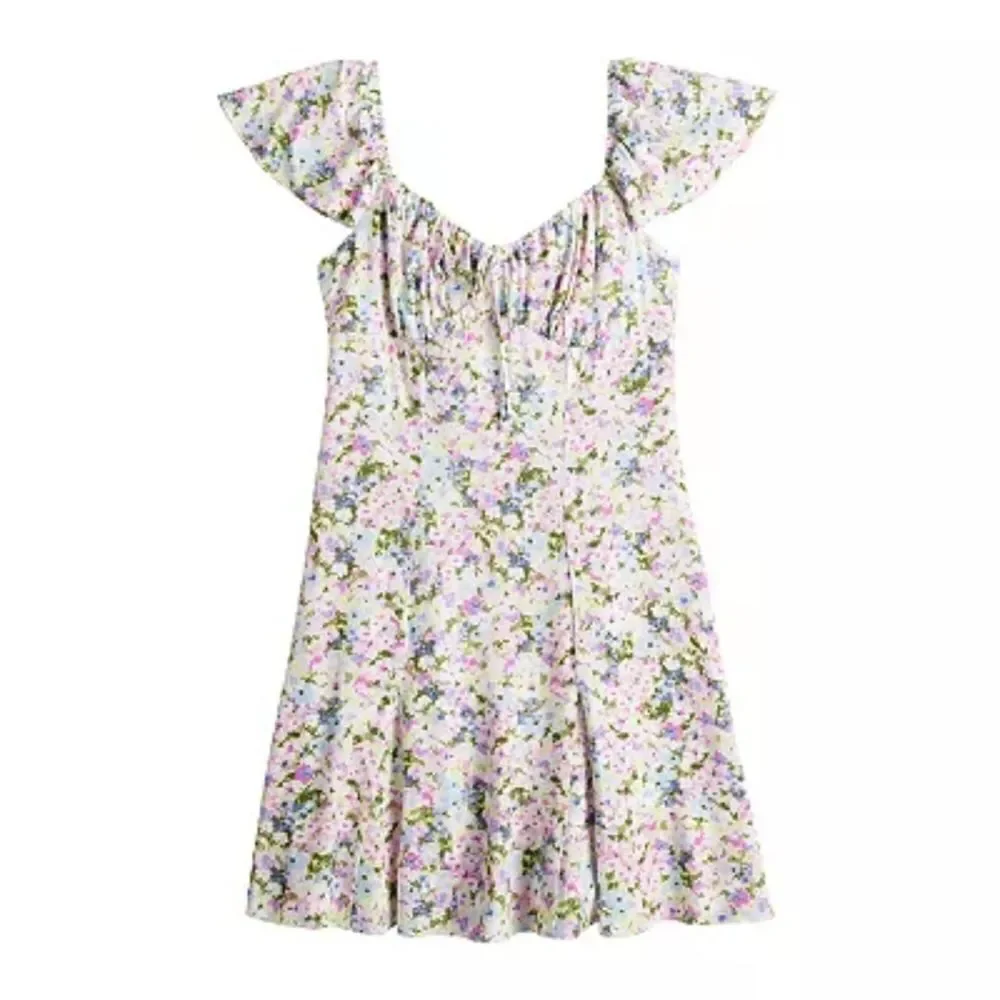 Juniors' SO Sweetheart Flutter Sleeve Mini Dress Floral Multicolor Size XL - Picture 3 of 12